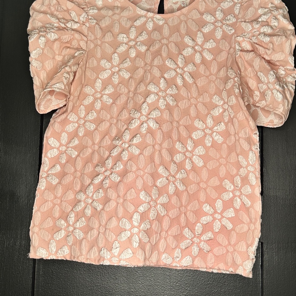 Pink Floral Textured Top